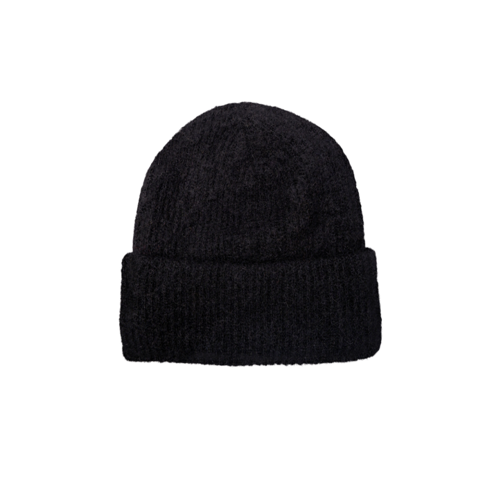 Black Colour Ginger Rib Hat - Black